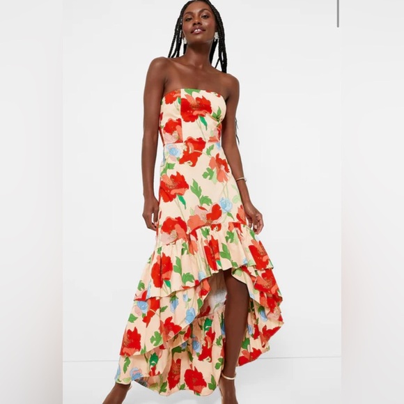 TUCKERNUCK Hyacinth House Red Multi Floral Strapless Malory Dress NWT XL - Picture 1 of 10